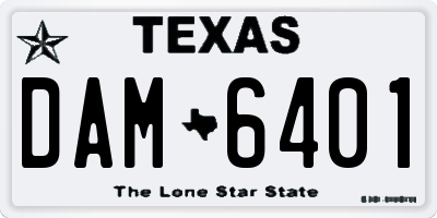 TX license plate DAM6401