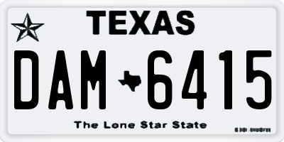 TX license plate DAM6415