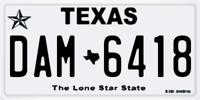 TX license plate DAM6418
