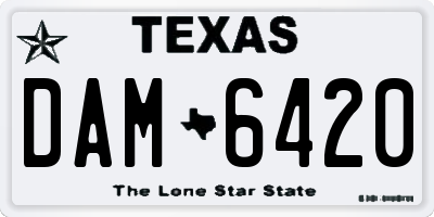 TX license plate DAM6420