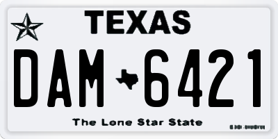 TX license plate DAM6421