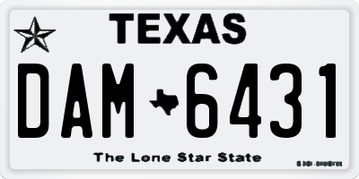 TX license plate DAM6431