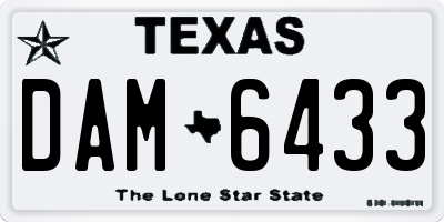 TX license plate DAM6433