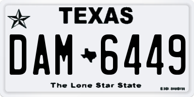 TX license plate DAM6449