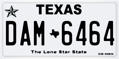TX license plate DAM6464
