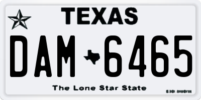 TX license plate DAM6465
