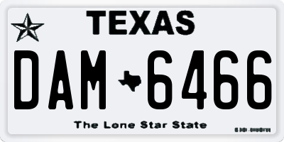 TX license plate DAM6466