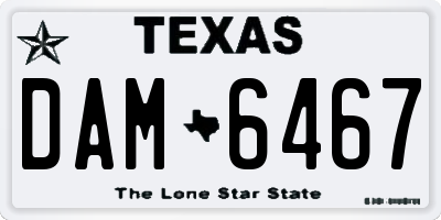 TX license plate DAM6467