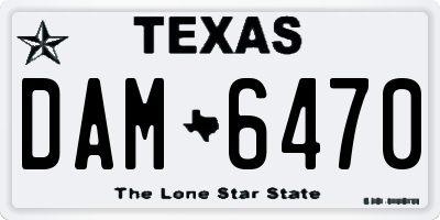 TX license plate DAM6470