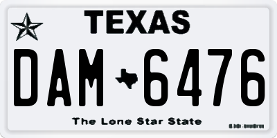 TX license plate DAM6476