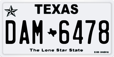 TX license plate DAM6478