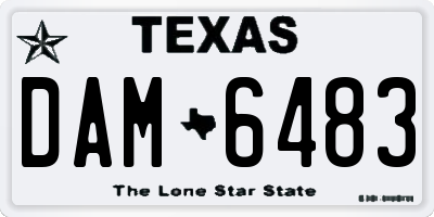 TX license plate DAM6483