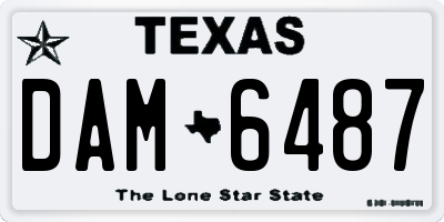 TX license plate DAM6487
