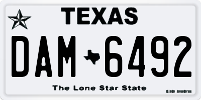TX license plate DAM6492