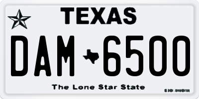 TX license plate DAM6500