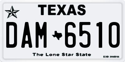 TX license plate DAM6510