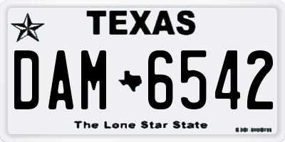 TX license plate DAM6542
