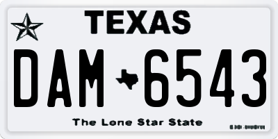 TX license plate DAM6543