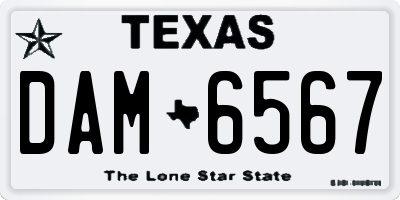 TX license plate DAM6567
