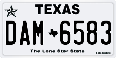 TX license plate DAM6583