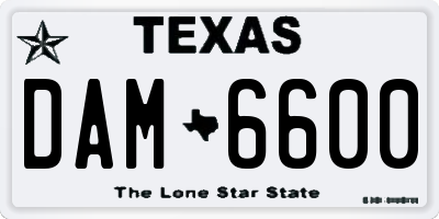 TX license plate DAM6600
