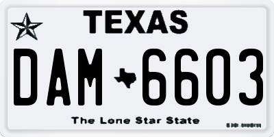 TX license plate DAM6603