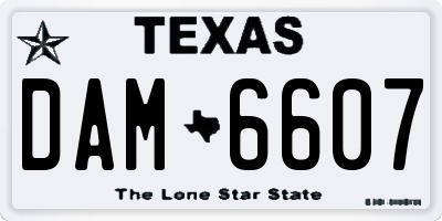 TX license plate DAM6607
