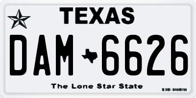 TX license plate DAM6626