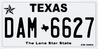 TX license plate DAM6627