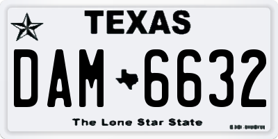 TX license plate DAM6632