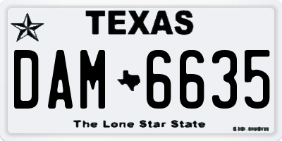 TX license plate DAM6635