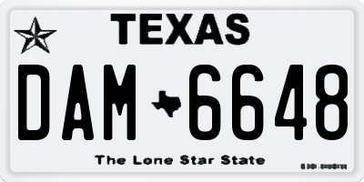 TX license plate DAM6648