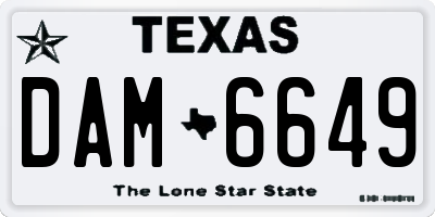 TX license plate DAM6649