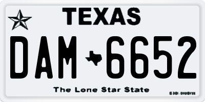 TX license plate DAM6652