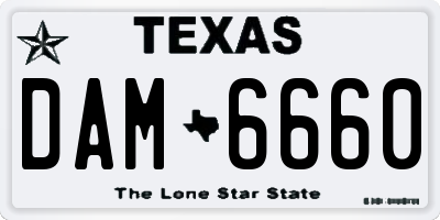 TX license plate DAM6660