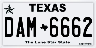 TX license plate DAM6662