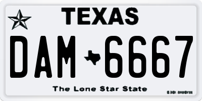 TX license plate DAM6667