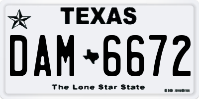 TX license plate DAM6672