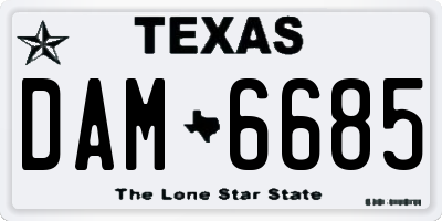 TX license plate DAM6685