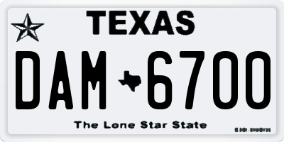 TX license plate DAM6700