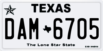 TX license plate DAM6705
