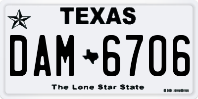 TX license plate DAM6706
