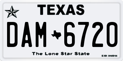 TX license plate DAM6720