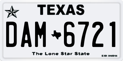 TX license plate DAM6721