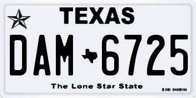 TX license plate DAM6725