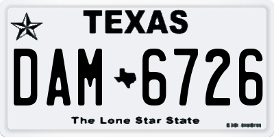 TX license plate DAM6726