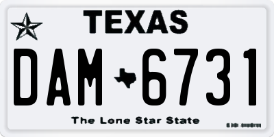 TX license plate DAM6731