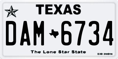 TX license plate DAM6734