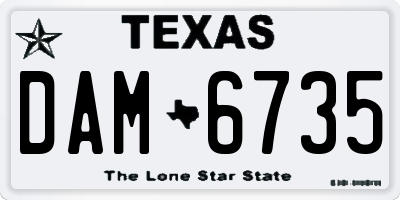TX license plate DAM6735