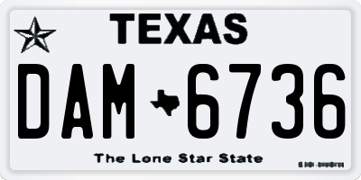 TX license plate DAM6736